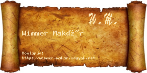 Wimmer Makár névjegykártya